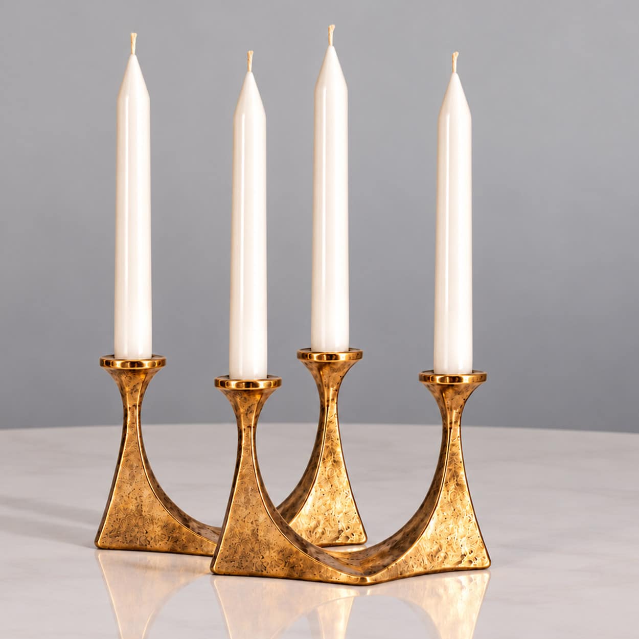 1 of the 2 Arm Bronze Handcrafted Table Candlesticks Tharjes, 1950 - Image 5