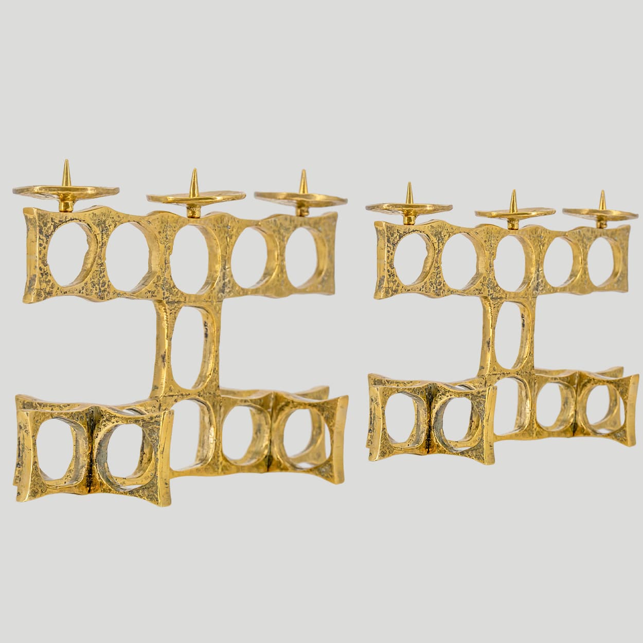1 of the 2 Heinz Goll 3 Armed Brass Candleholders, Austria 1970 - Image 5