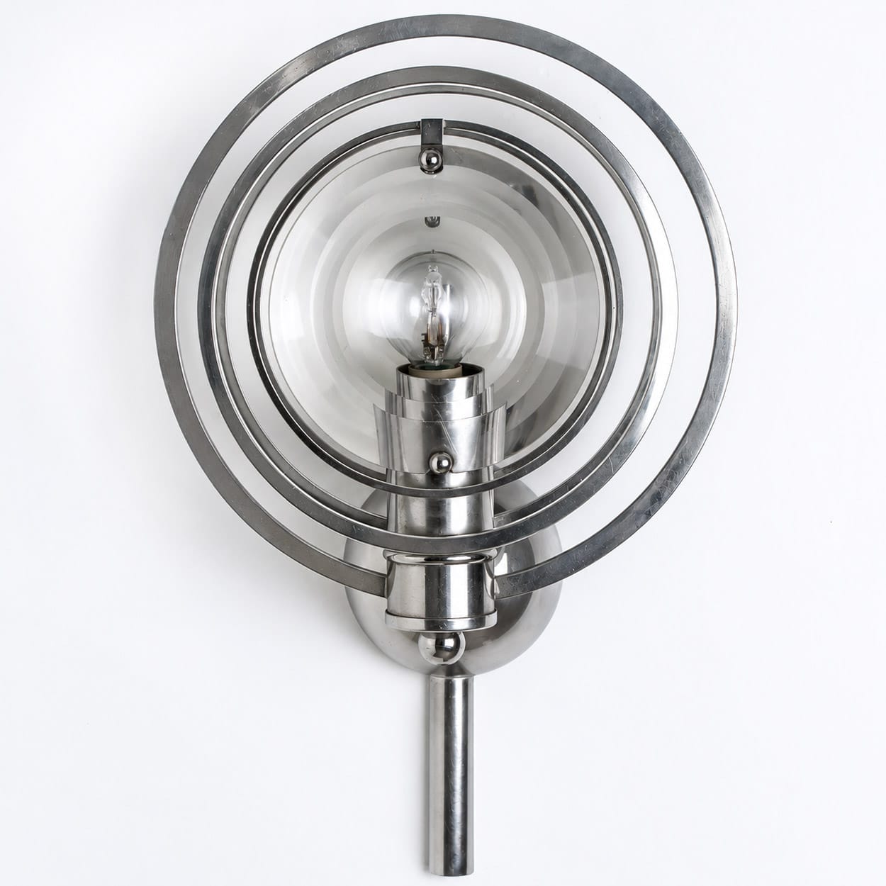 Pair Of Glass Chrome Wall Lights by Oscar Torlasco, Italy 1970 - Image 12