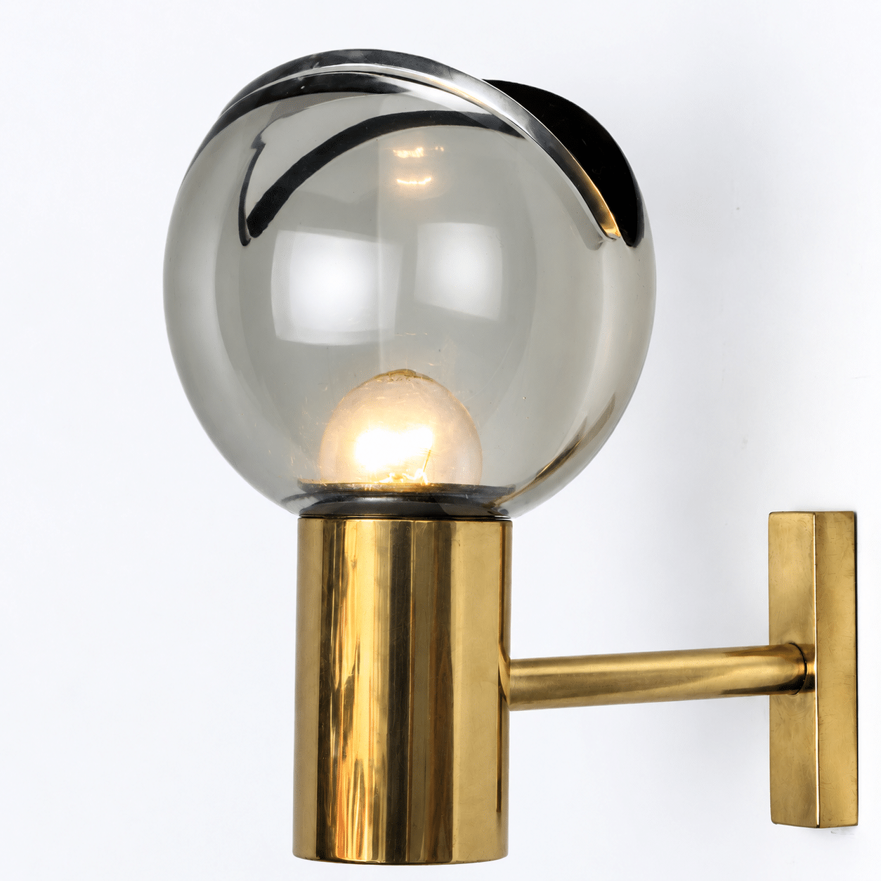 Pair of Wall Sconces with Brass and Glass Shades, Seguso, Italy 1960 - Image 10