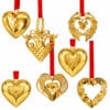Set of Six 18K Gold-Plated Christmas Heart Ornaments by Georg Jensen, Denmark - Thumbnail Image 1