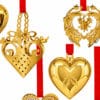 Set of Six 18K Gold-Plated Christmas Heart Ornaments by Georg Jensen, Denmark - Thumbnail Image 4