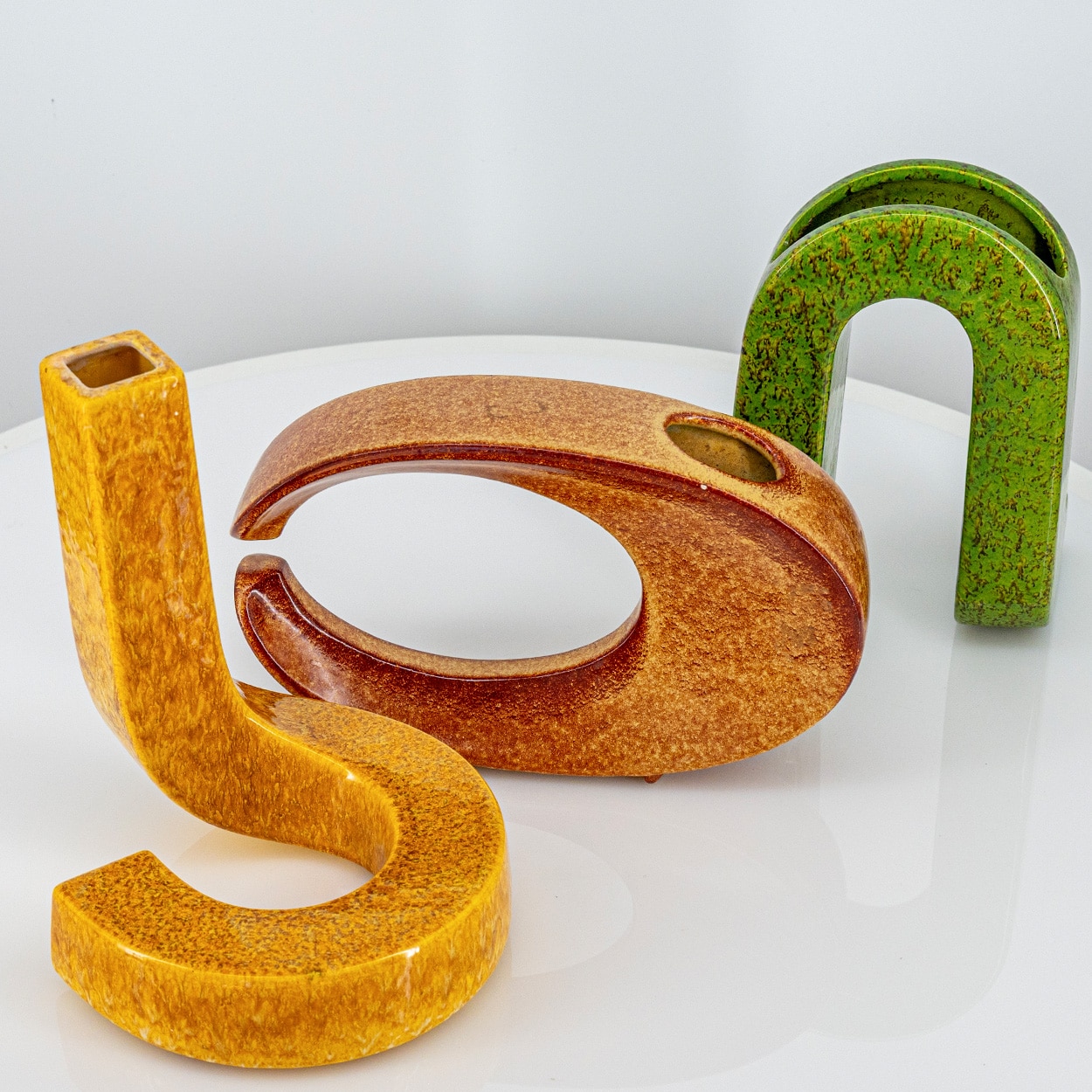 Set of 3 Sculptural Multicolor Ceramic Vases Roberto Rigon, Italy,1960 - Image 2