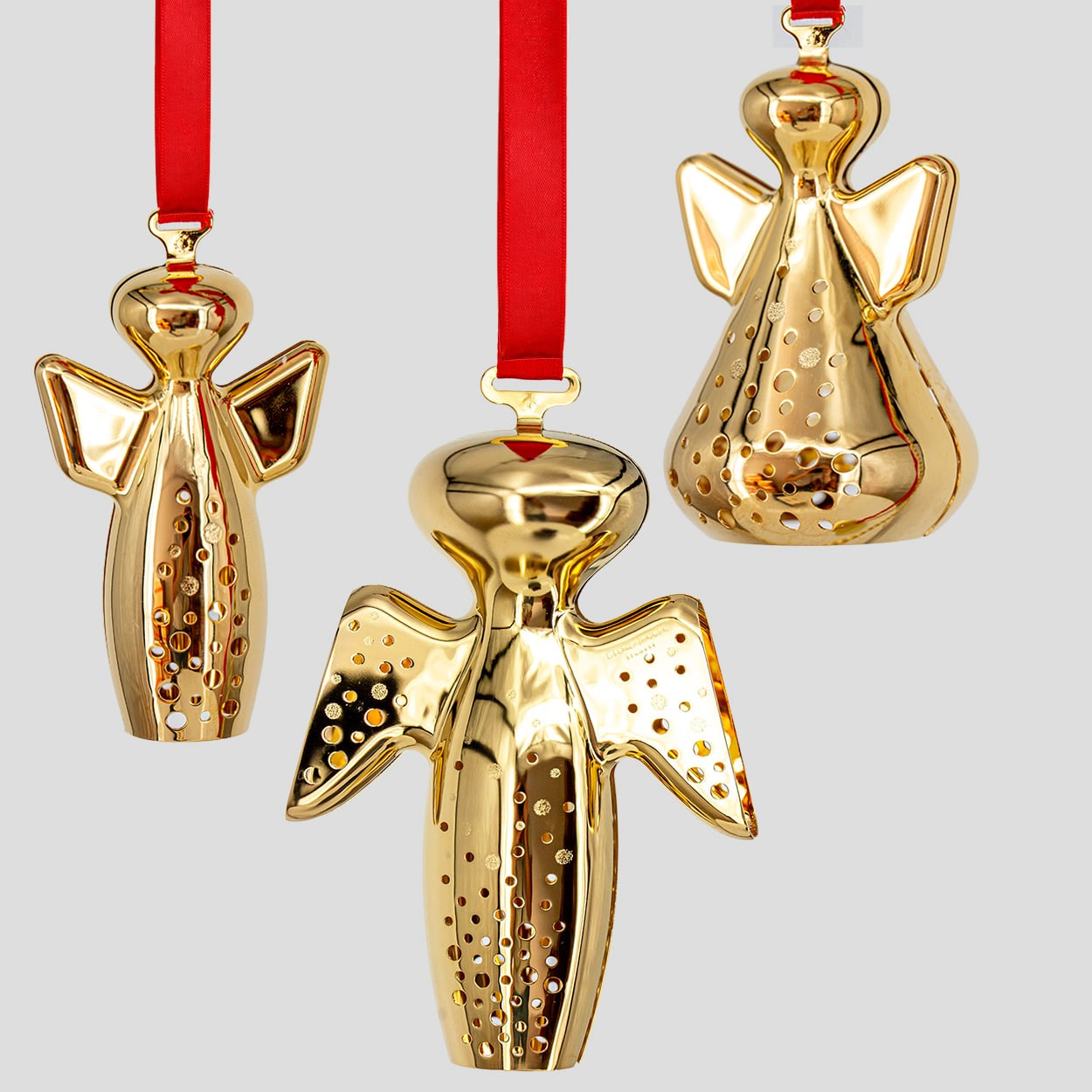 Set of Three 18K Gold-Plated Angels by Georg Jensen, Different years - Image 1