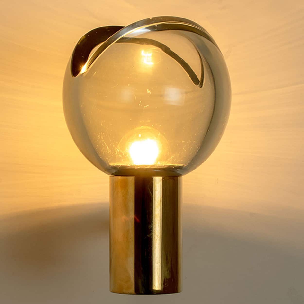 Pair of Wall Sconces with Brass and Glass Shades, Seguso, Italy 1960 - Image 7