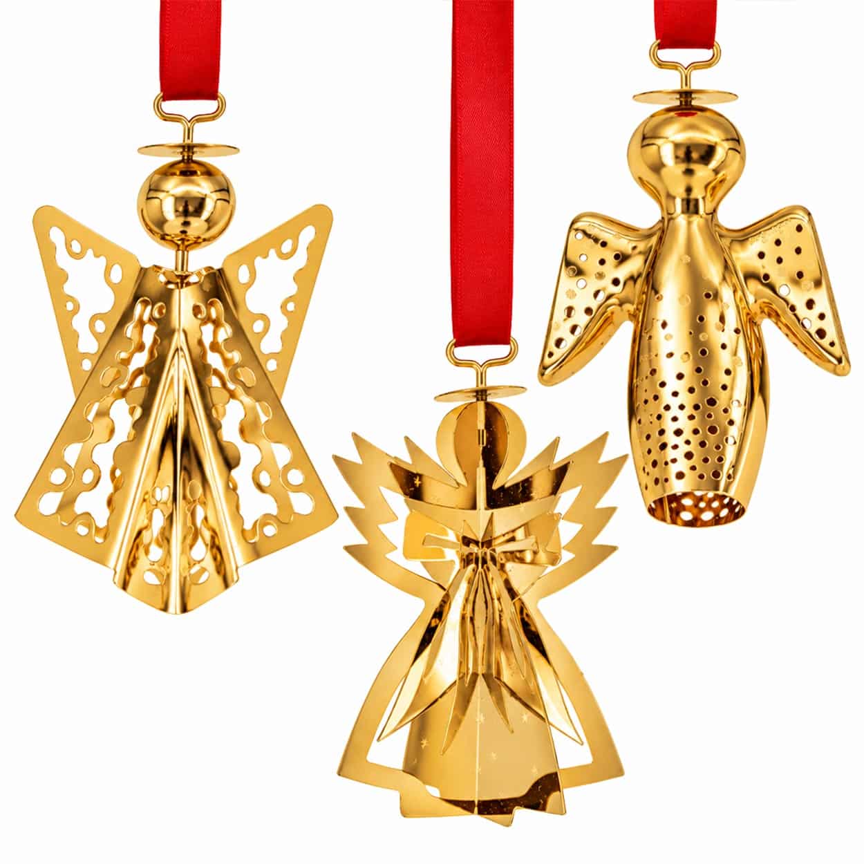 Set of Three 18K Gold-Plated Angels by Georg Jensen, Different Years - Image 1