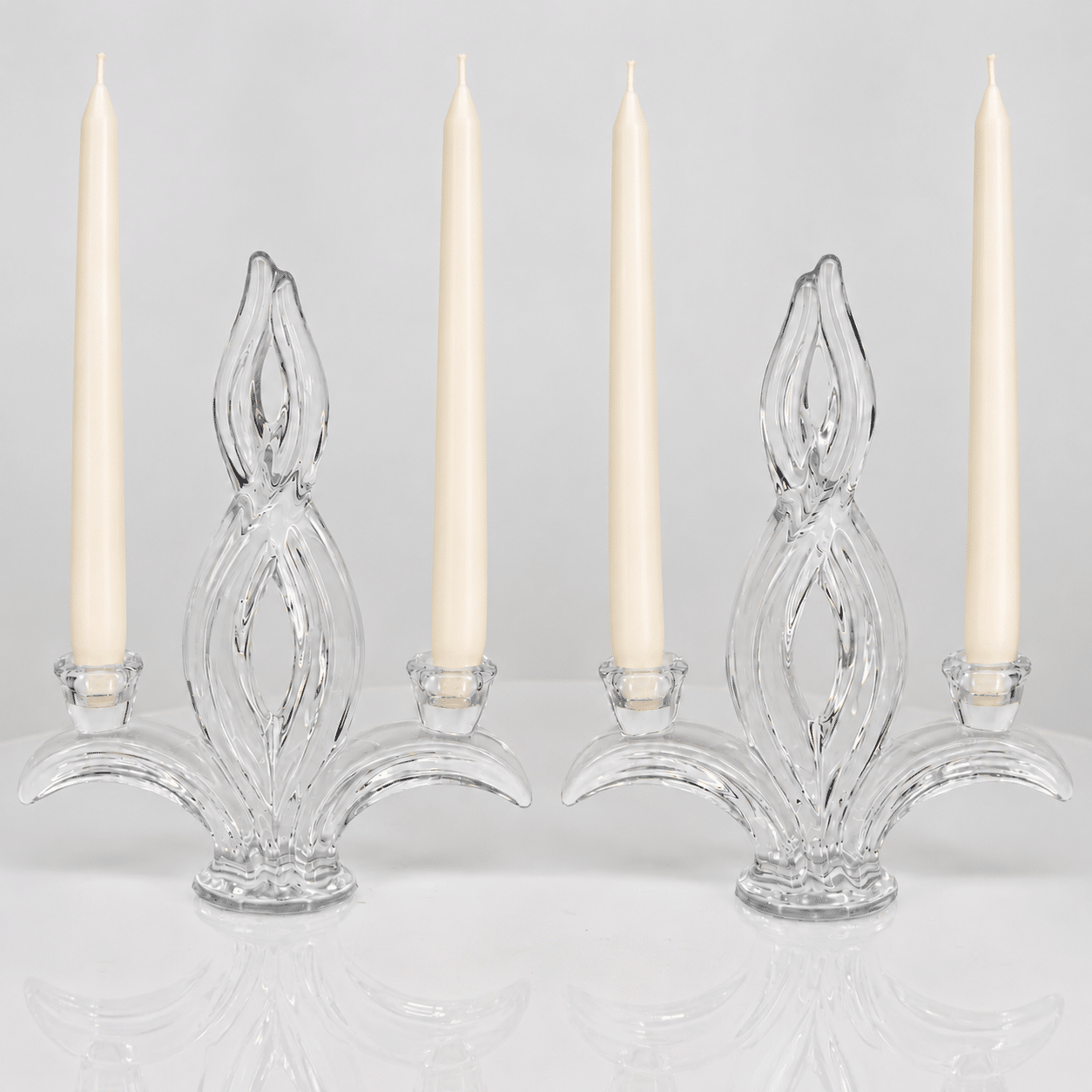 Pair of 2 Arms Crystal Candelabras, Jacques du Châtel, Vannes Franc 1970 - Image 1