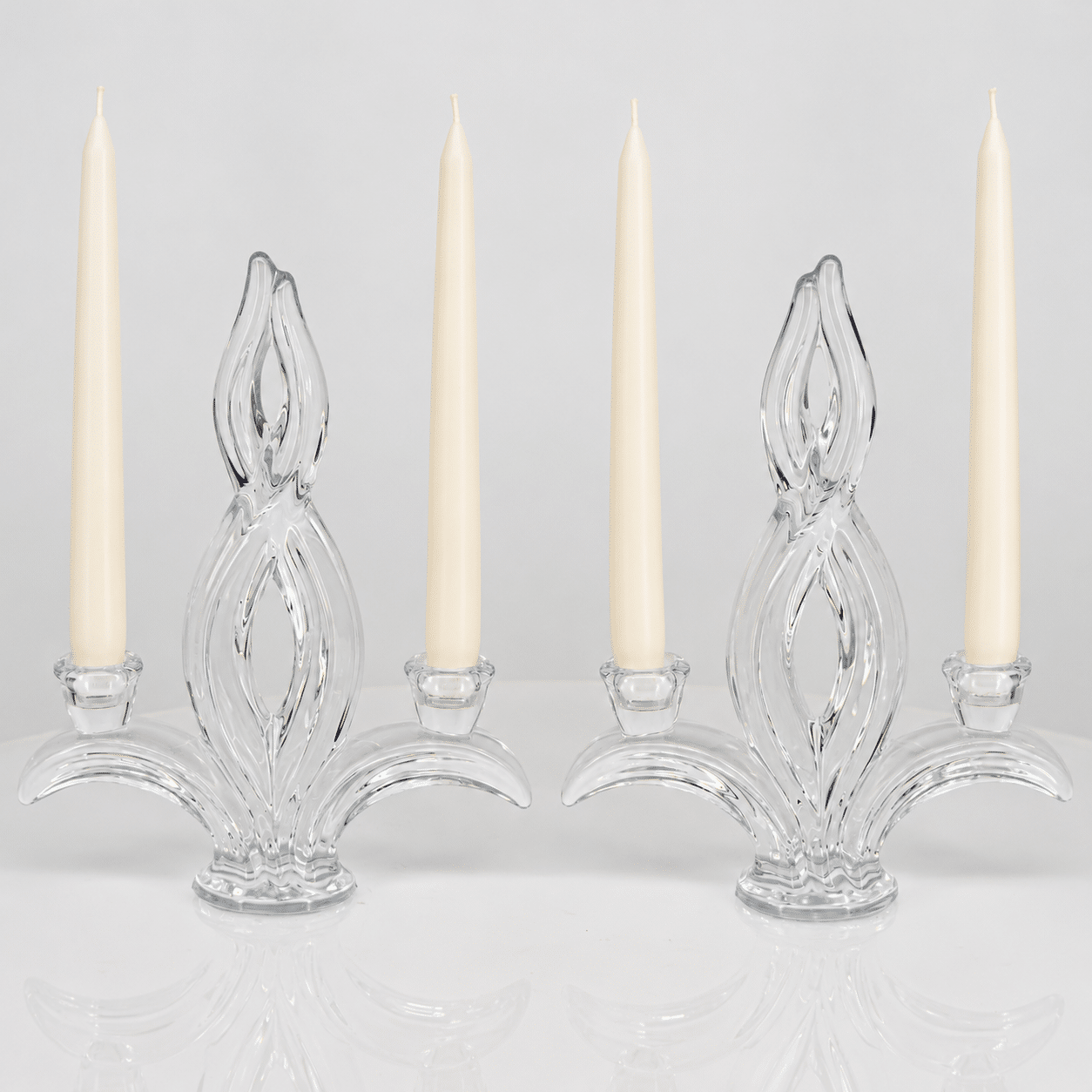Pair of 2 Arms Crystal Candelabras, Jacques du Châtel, Vannes Franc 1970 - Image 6