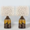 1 of the 2 Brutalist Ceramic Table Lamp, Custom Merino Wool Shade, Denmark 1970s - Thumbnail Image 1