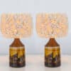 1 of the 2 Brutalist Ceramic Table Lamp, Custom Merino Wool Shade, Denmark 1970s - Thumbnail Image 2