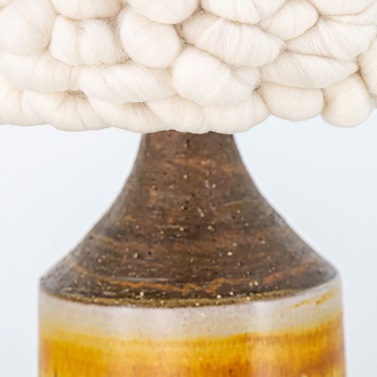 1 of the 2 Brutalist Ceramic Table Lamp, Custom Merino Wool Shade, Denmark 1970s - Image 15