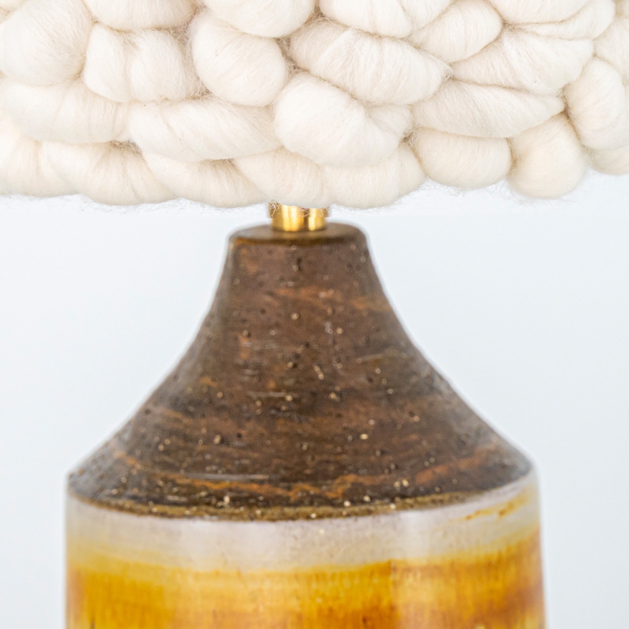 1 of the 2 Brutalist Ceramic Table Lamp, Custom Merino Wool Shade, Denmark 1970s - Image 5