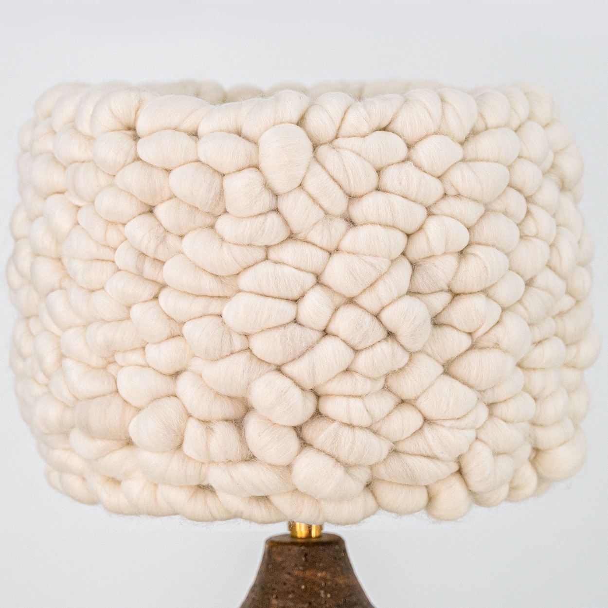 1 of the 2 Brutalist Ceramic Table Lamp, Custom Merino Wool Shade, Denmark 1970s - Image 9