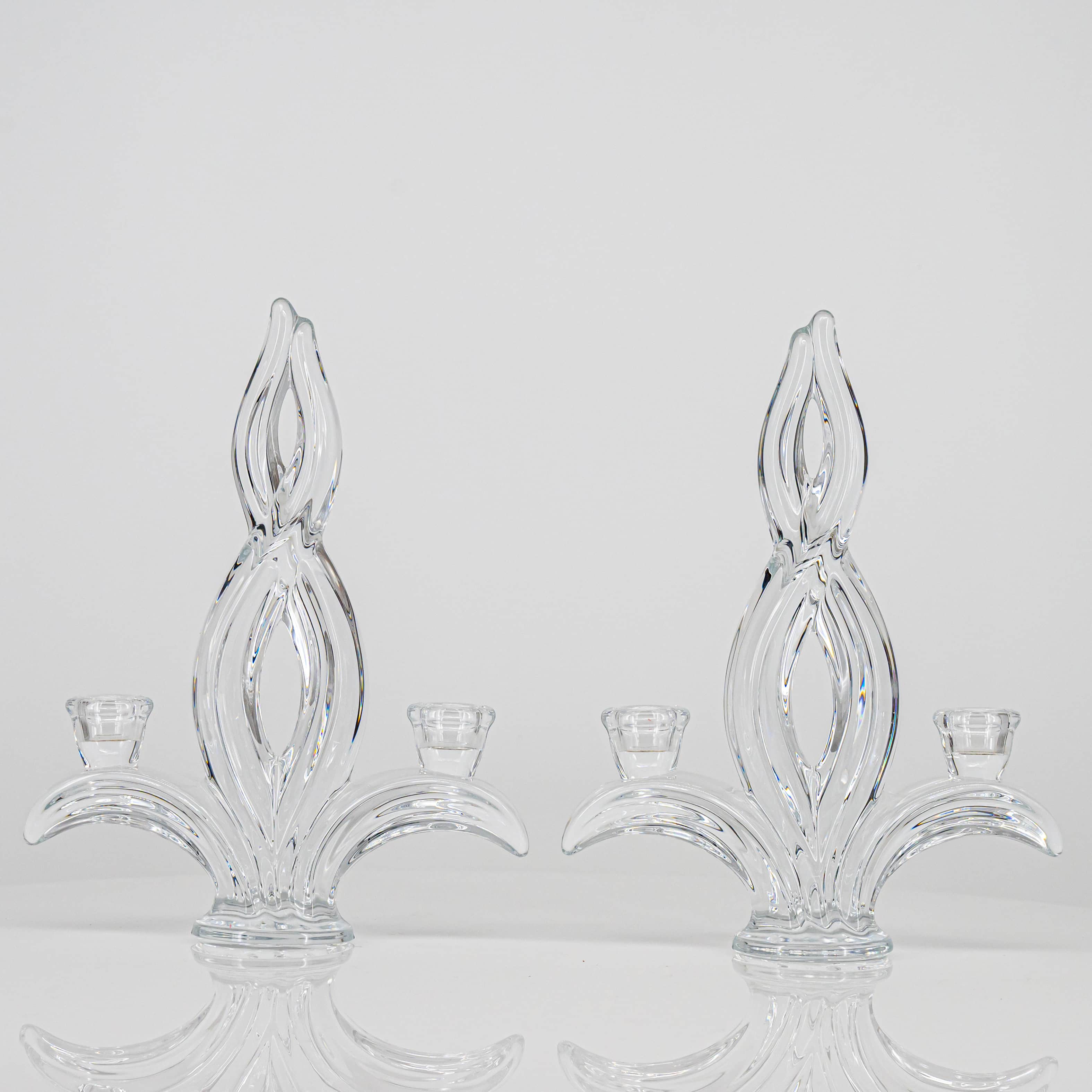 Pair of 2 Arms Crystal Candelabras, Jacques du Châtel, Vannes Franc 1970 - Image 3