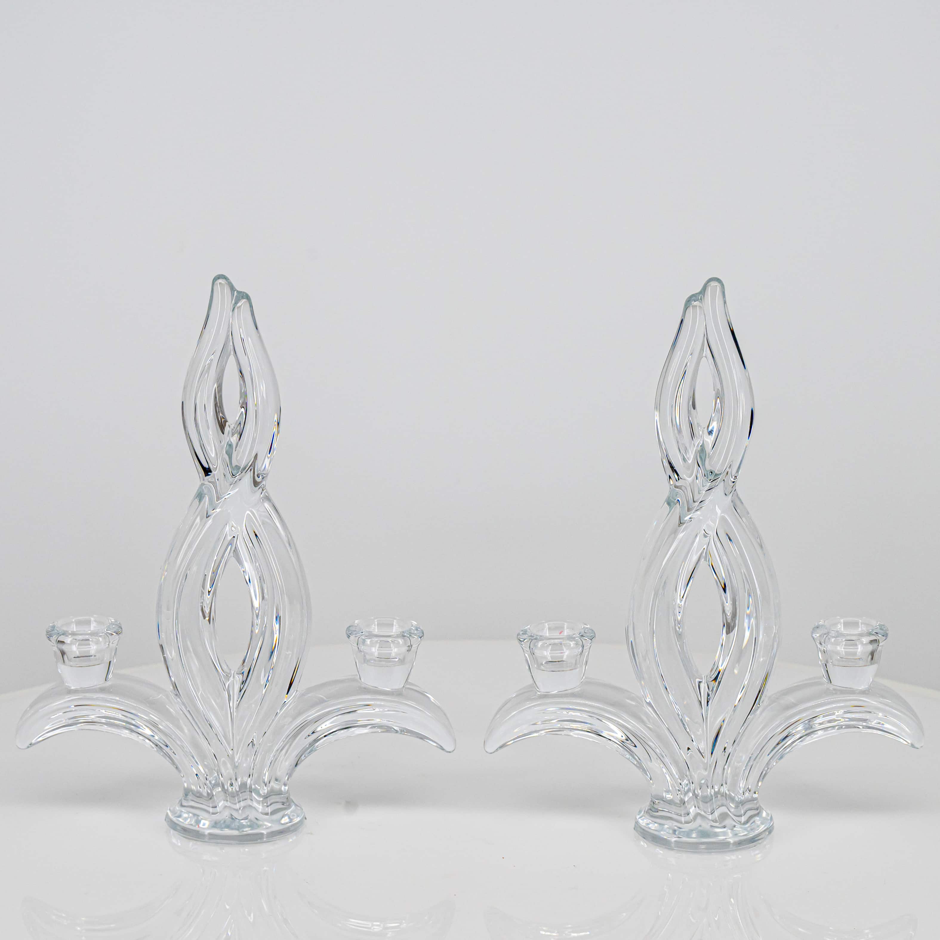 Pair of 2 Arms Crystal Candelabras, Jacques du Châtel, Vannes Franc 1970 - Image 7