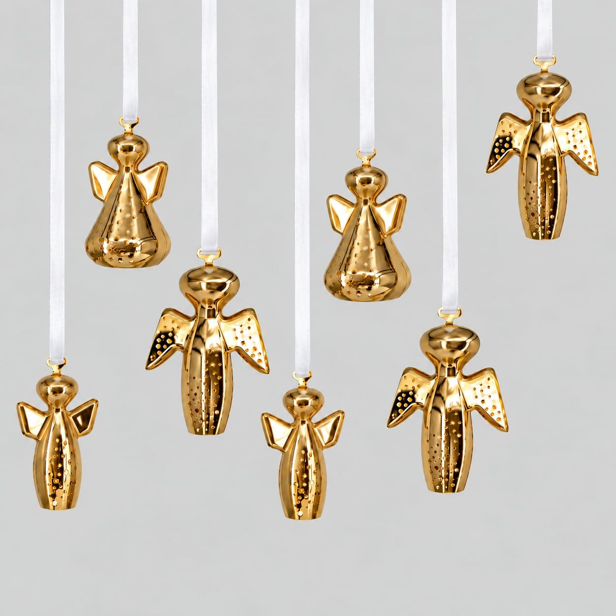 Set of Seven 18-Carat Gold-Plated Angels by Georg Jensen, Different Years - Image 1